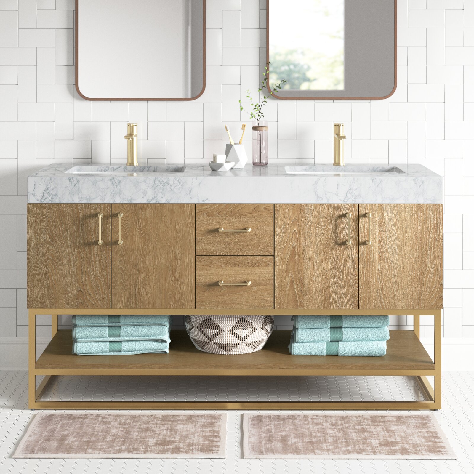 【Home Improvement】Annice 60" Double Bathroom Vanity Set