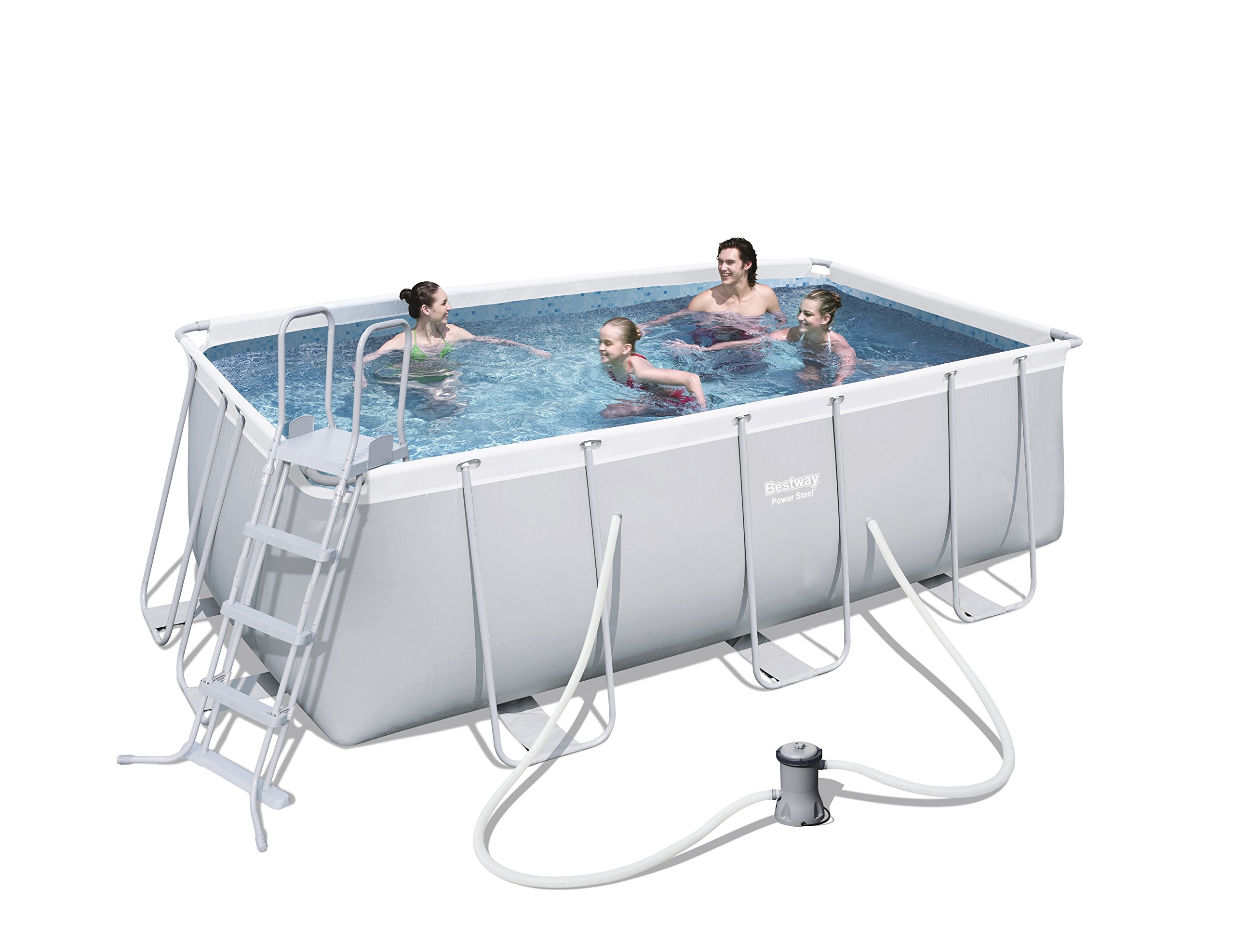 【Sports&Outdoors】Power Steel Rectangular Frame Pool Set, in Light Grey