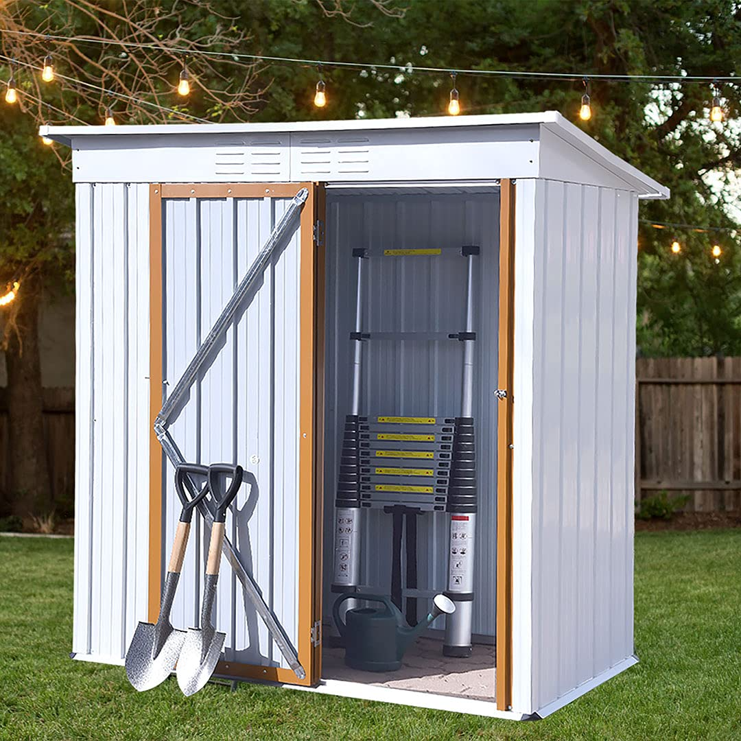 【Storage Shed】5 x 3 FT Outdoor Storage Sheds,Metal Sheds Outdoor Storage for Patio Lawn Backyard