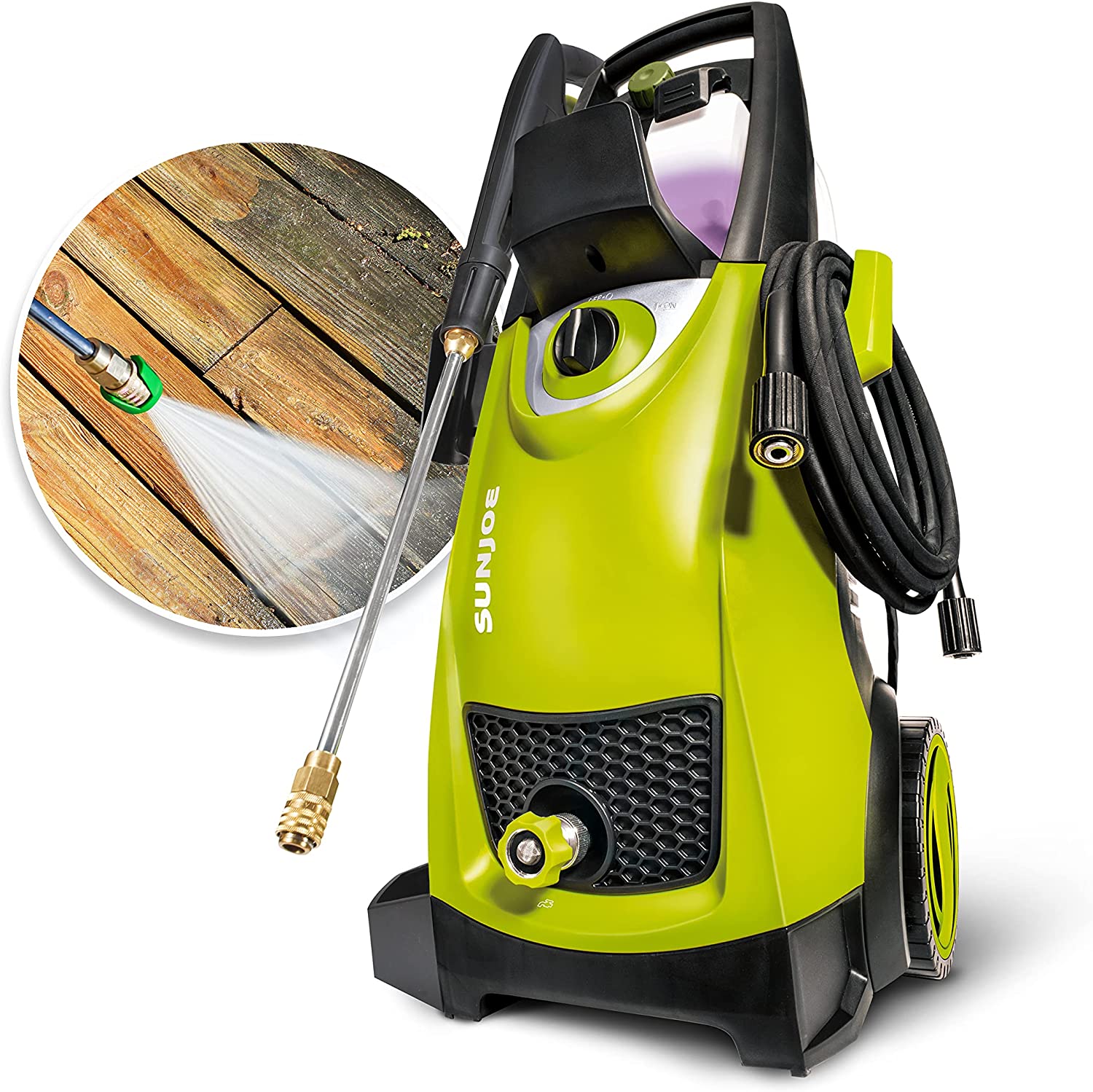 Sun Joe SPX3000 2030 Max PSI 1.76 GPM 14.5-Amp Electric High Pressure Washer, Cleans Cars/Fences/Patios
