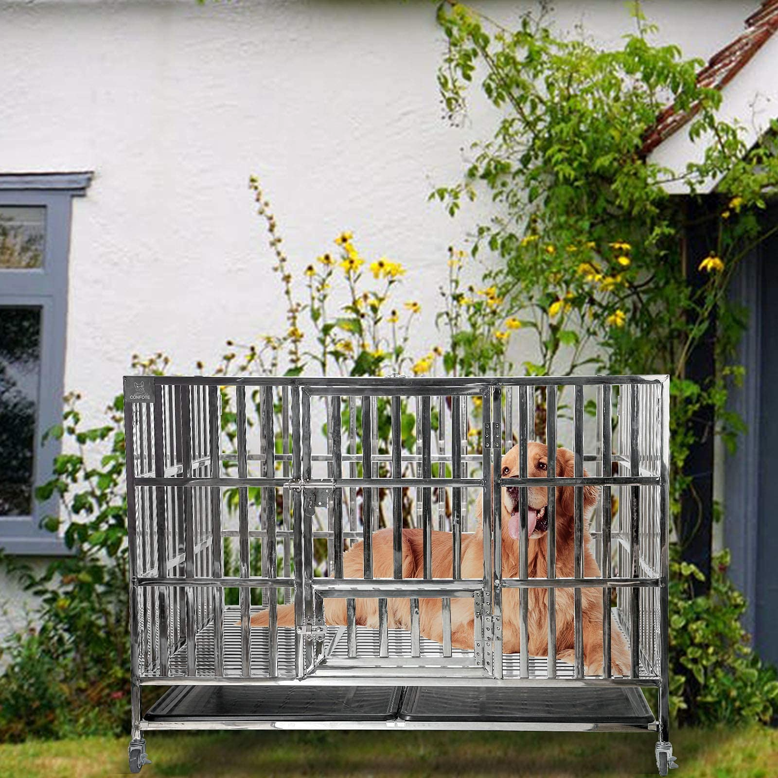 【Pet】48 Heavy Duty Stainless Steel Dog Cage & Playpen for Training Large Dog Indoor Outdoor