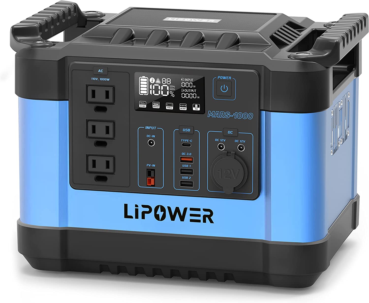 Solar Generator with Solar Panel, LIPOWER 1000W Portable Power for Backup Power Outage Home, Emergency Battery Camping Travel RV Outdoor, 3 * 110V/1000W AC Outlets, PD USB C Port