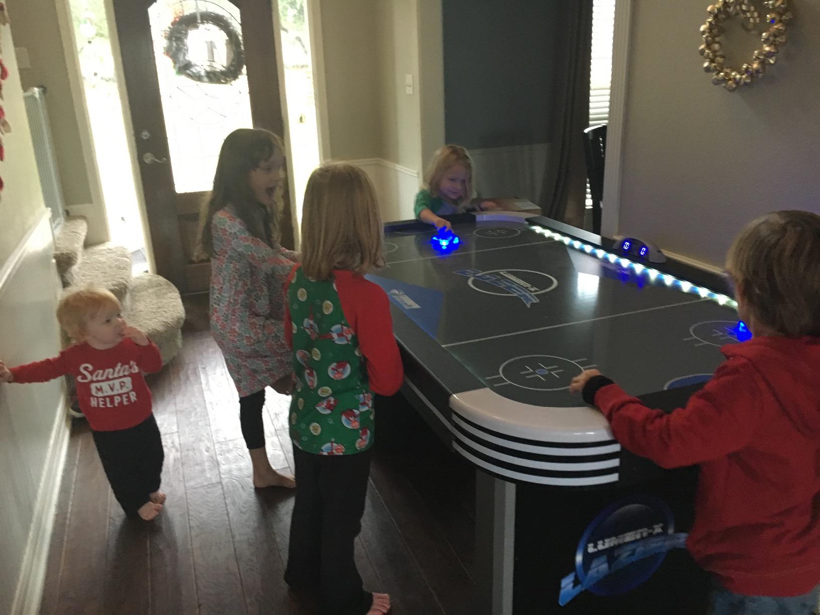 【Sports&Outdoors】Lazer 6' Interactive Air Hockey Table Featuring All-Rail LED Lighting & In-Game Music