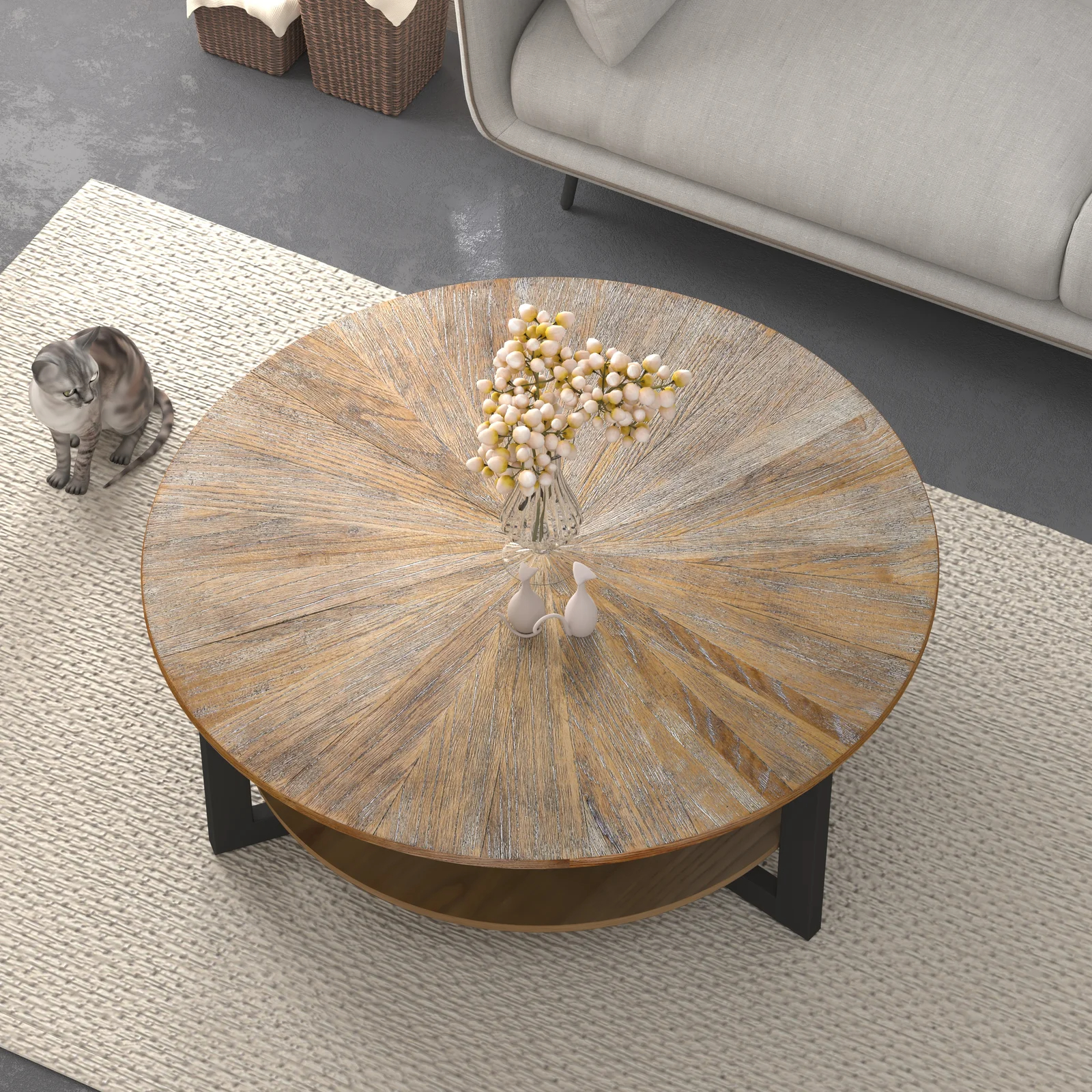 【Furniture】Frame Coffee Table with Storage