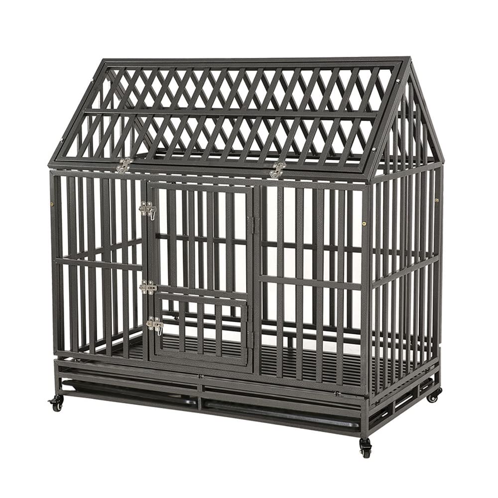 【Pet】42 Heavy Duty Dog Crate Large Dog cage Strong Metal Dog Kennels & Crates for Large Dogs