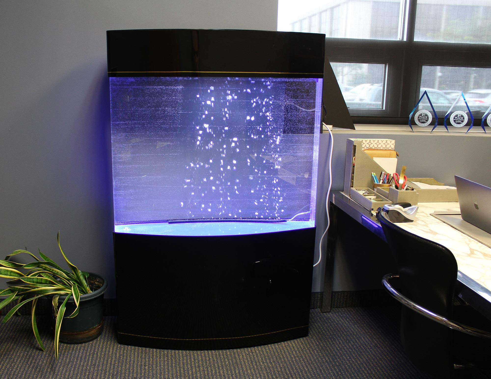 【Pet】Water World Luxury Large Bow Front Acrylic Aquarium with Built-in Stand & Storage Top - 360° View