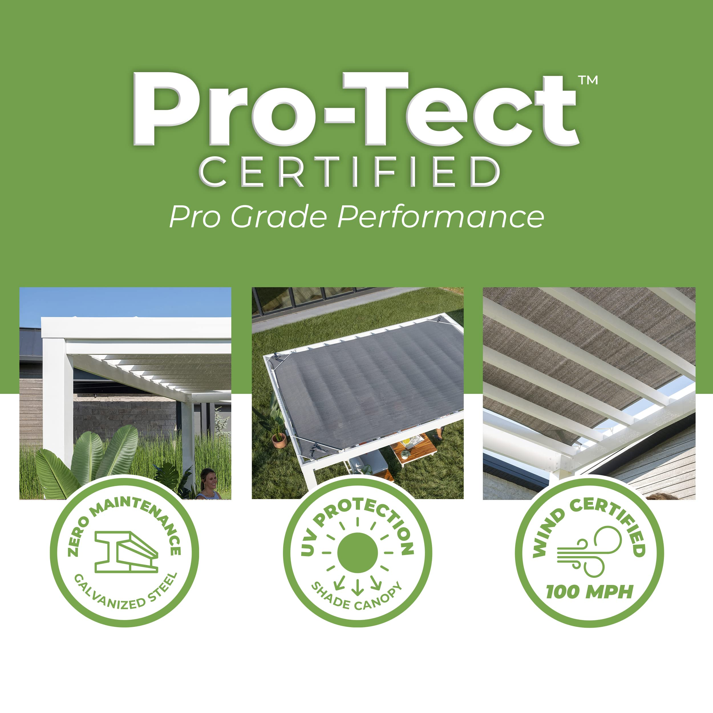 【Home&Garden】14 x 12 White Modern Steel Pergola with Sail Shade Soft Canopy