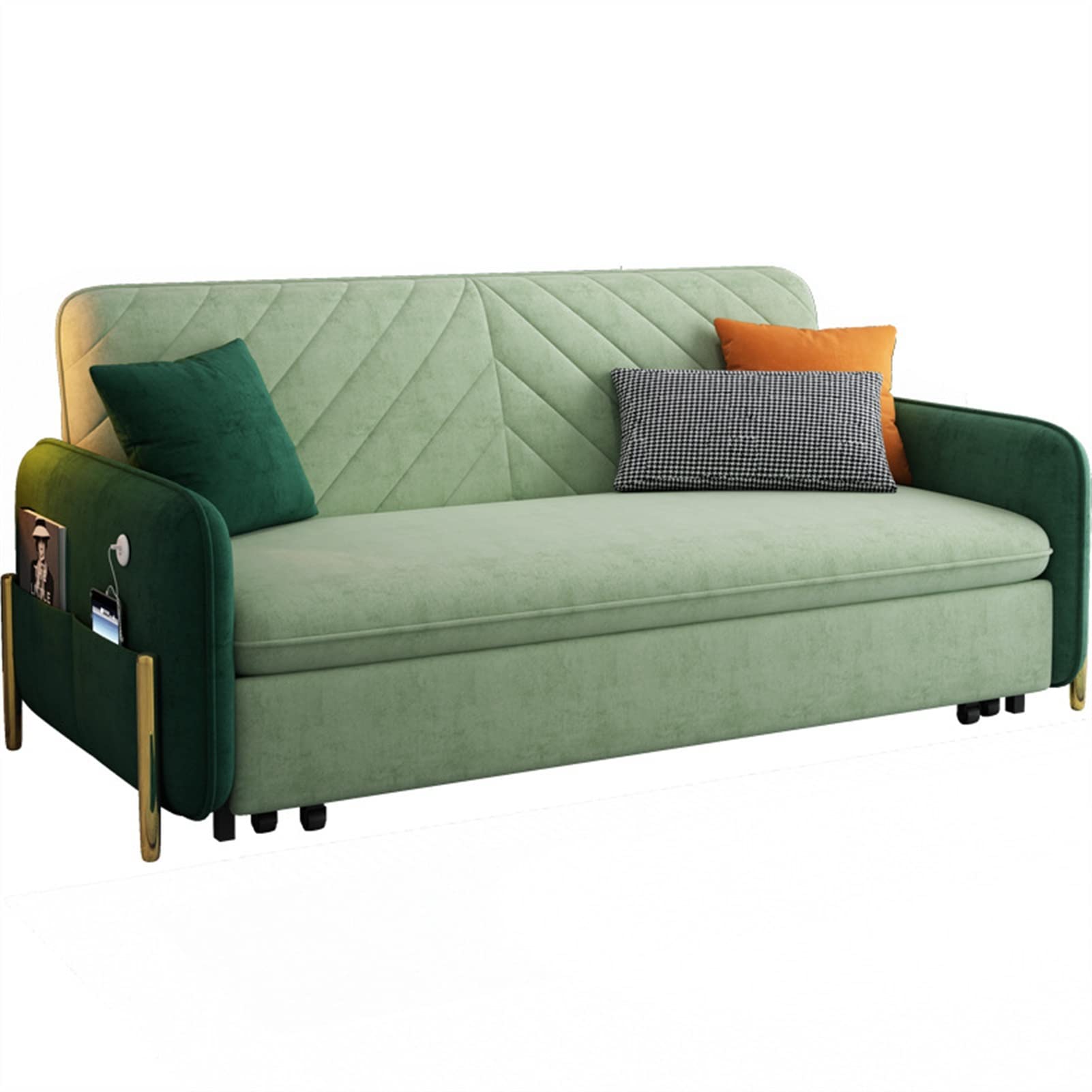 【Furniture】【BS】King Bed Sofa Green Upholstered Convertible Sofa