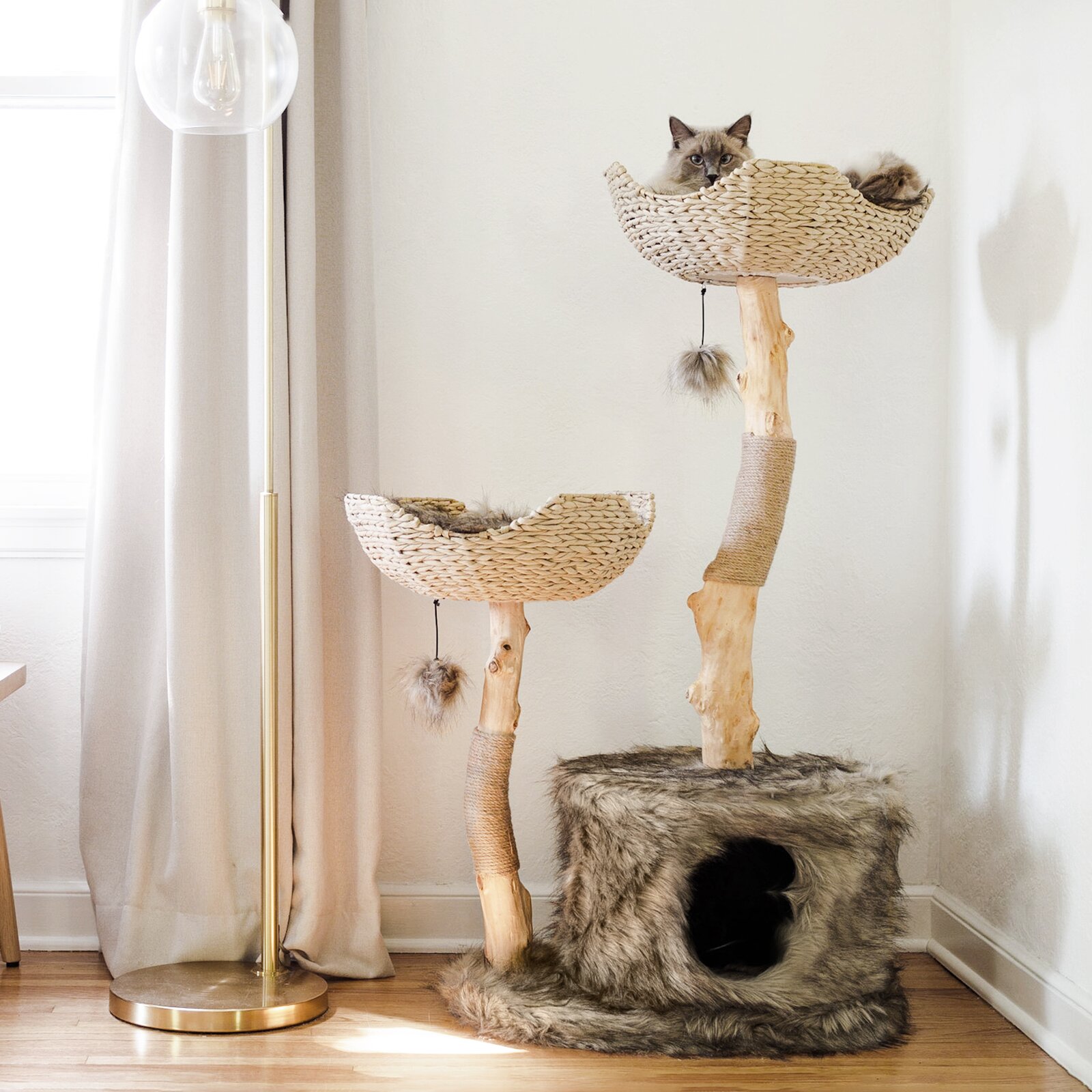 【Pet】46" Seeman Double Branch Cento Cat Tree