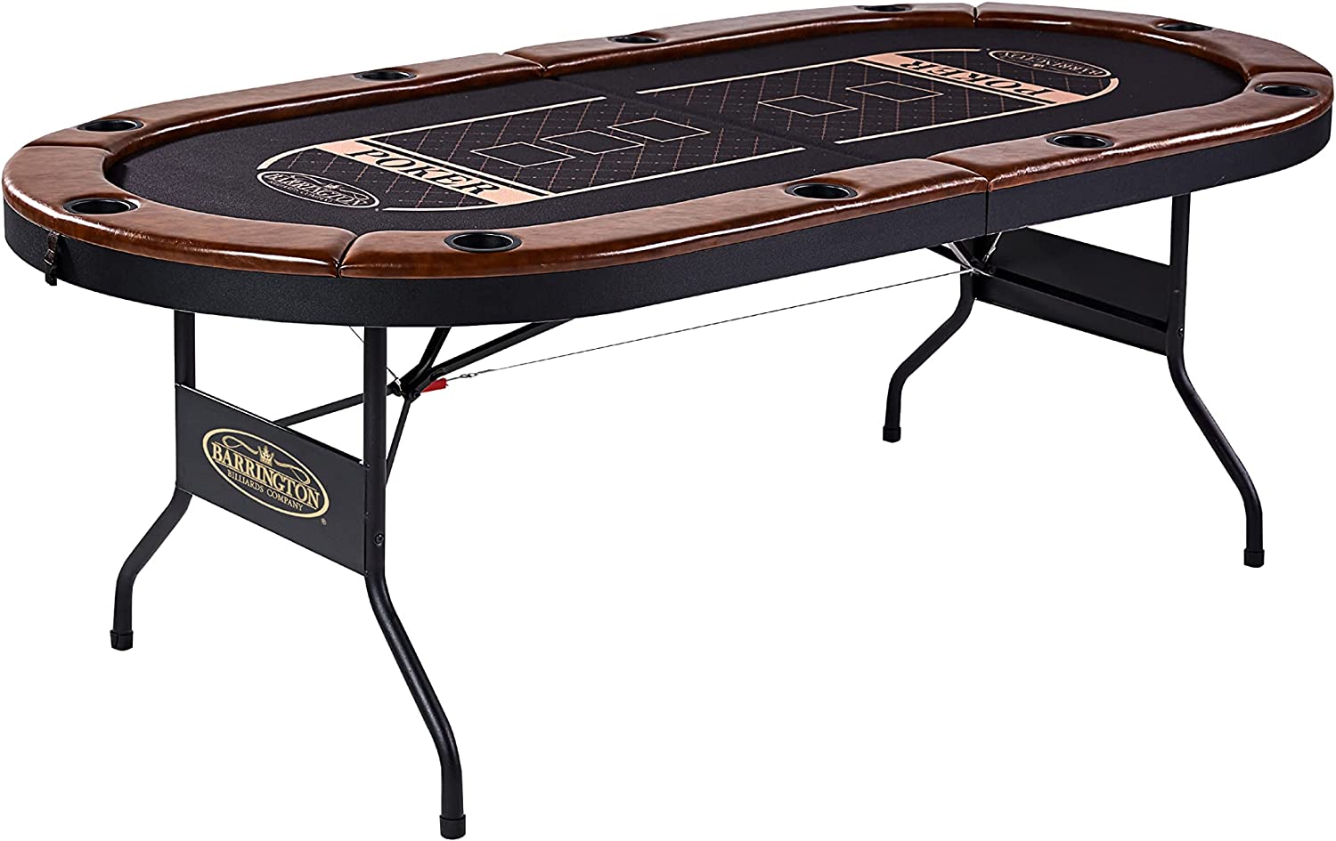 Barrington Collection 10 Player Poker Table with Padded Rails and Cup Holders – Multiple Styles