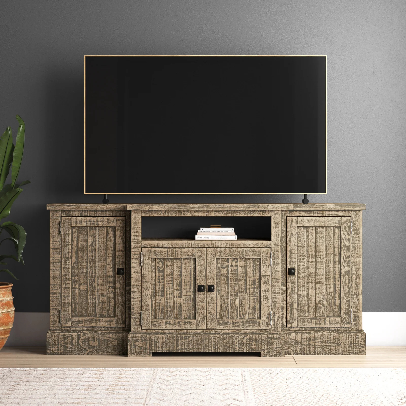 【Furniture】Casserly Solid Wood TV Stand for TVs up to 88"