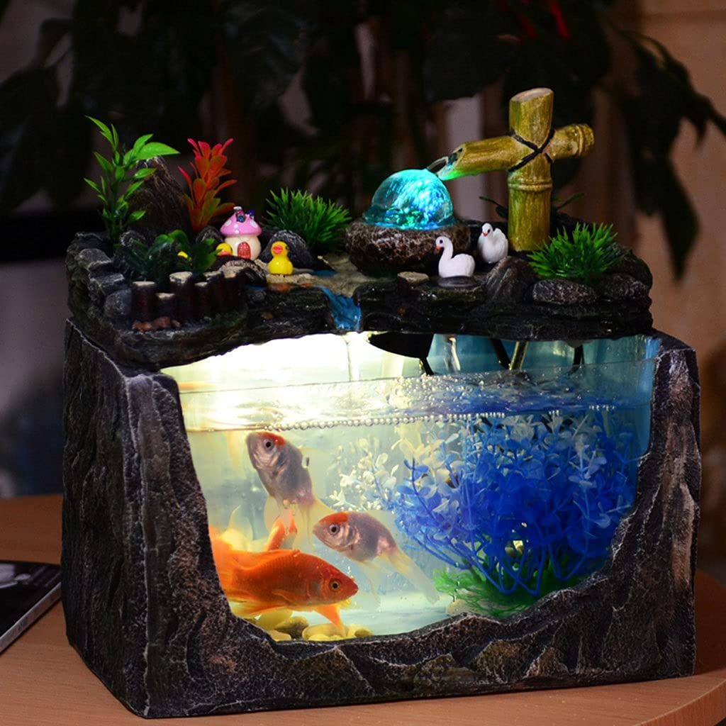 【Pet】Fishbowl Rockery & Water Creative Small Tank Living Room Family Aquarium Fish Tank