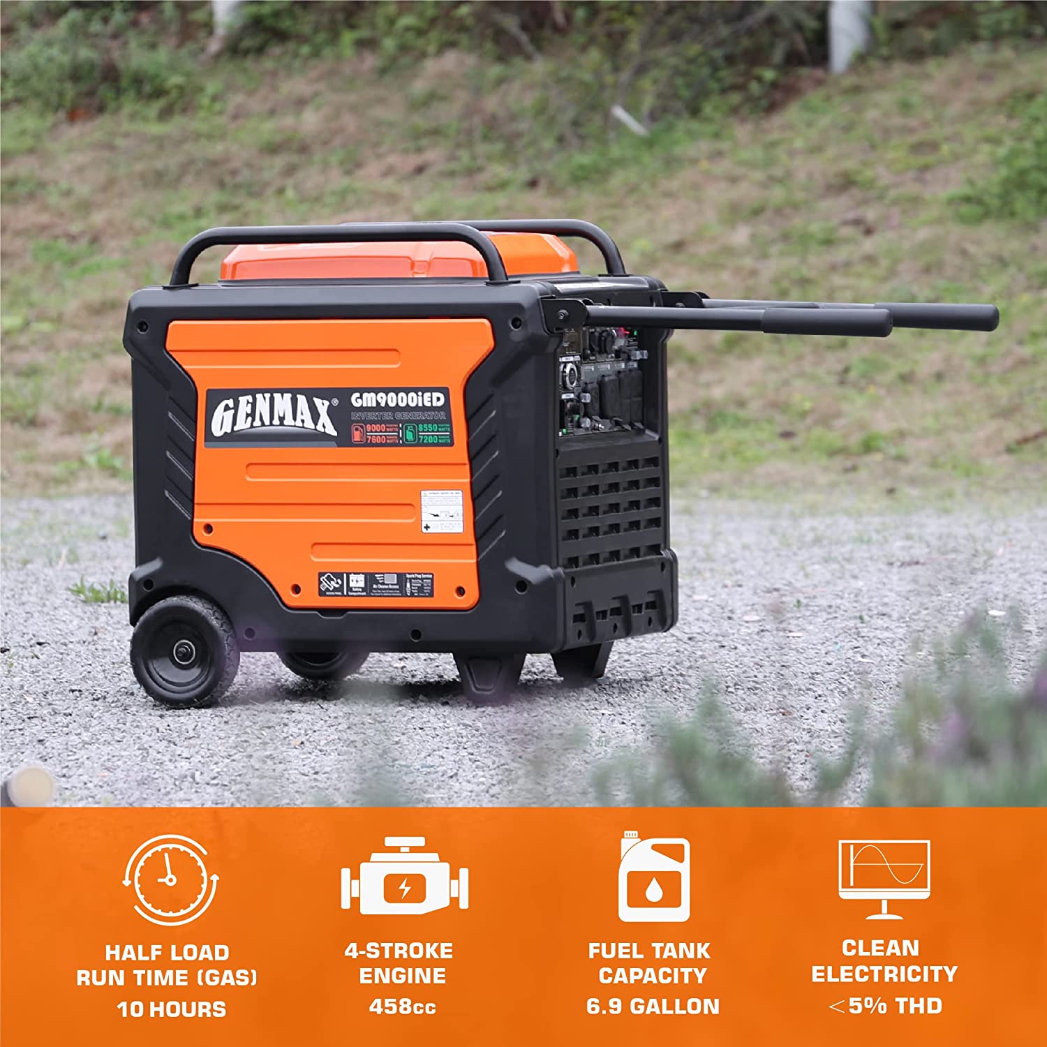 GENMAX Portable Inverter Generator 9000W Super Quiet Gas propane Powered Engine