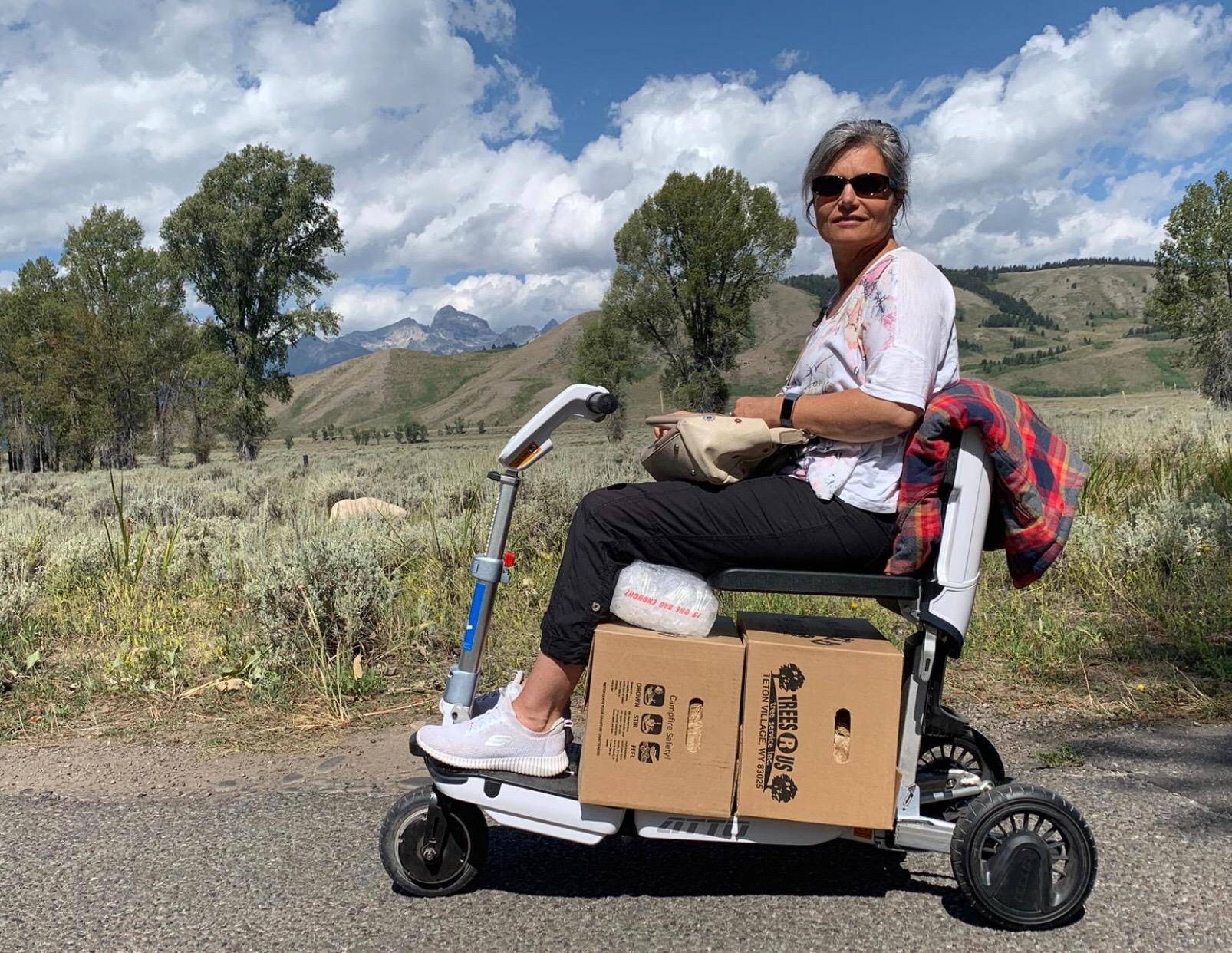 【Sports&Outdoors】ATTO Folding Travel Powered Mobility Scooter by MovingLife, Full-Size Portable Electric Scooter