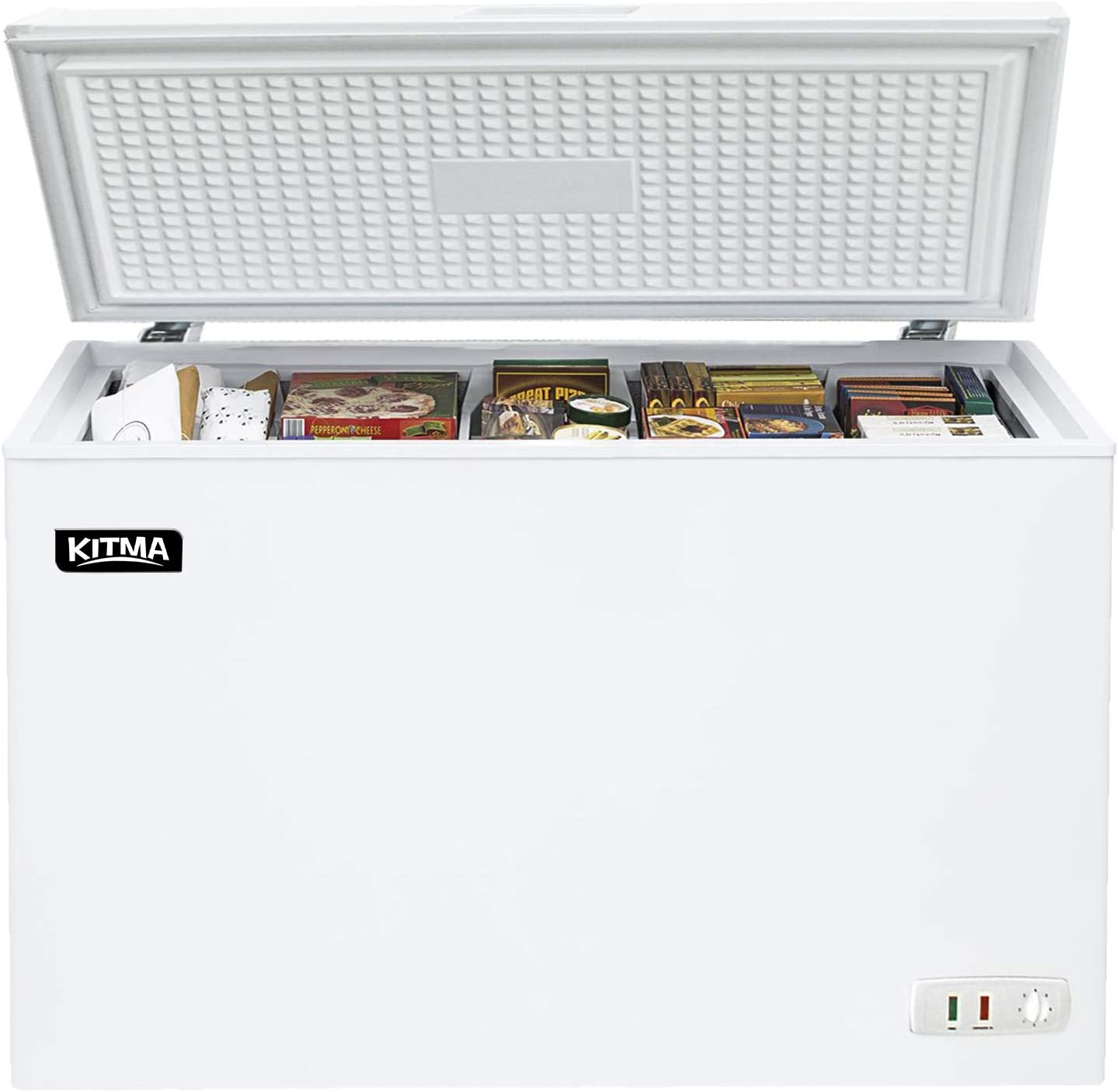 KITMA Chest Freezer - 7 Cu.Ft Reach-In Freezer Chest - Solid Door Deep Freezer with Wire Storage Basket, White