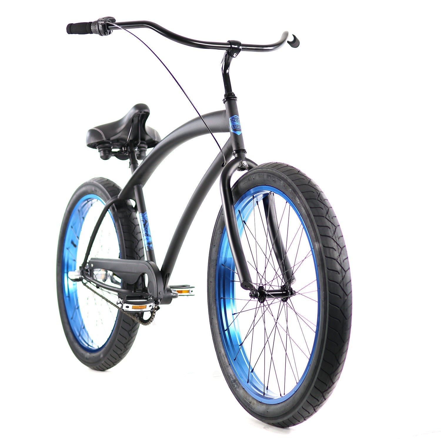 ZF Bikes 26" Cobra Beach Cruiser 3 Speed Bike, Black Blue