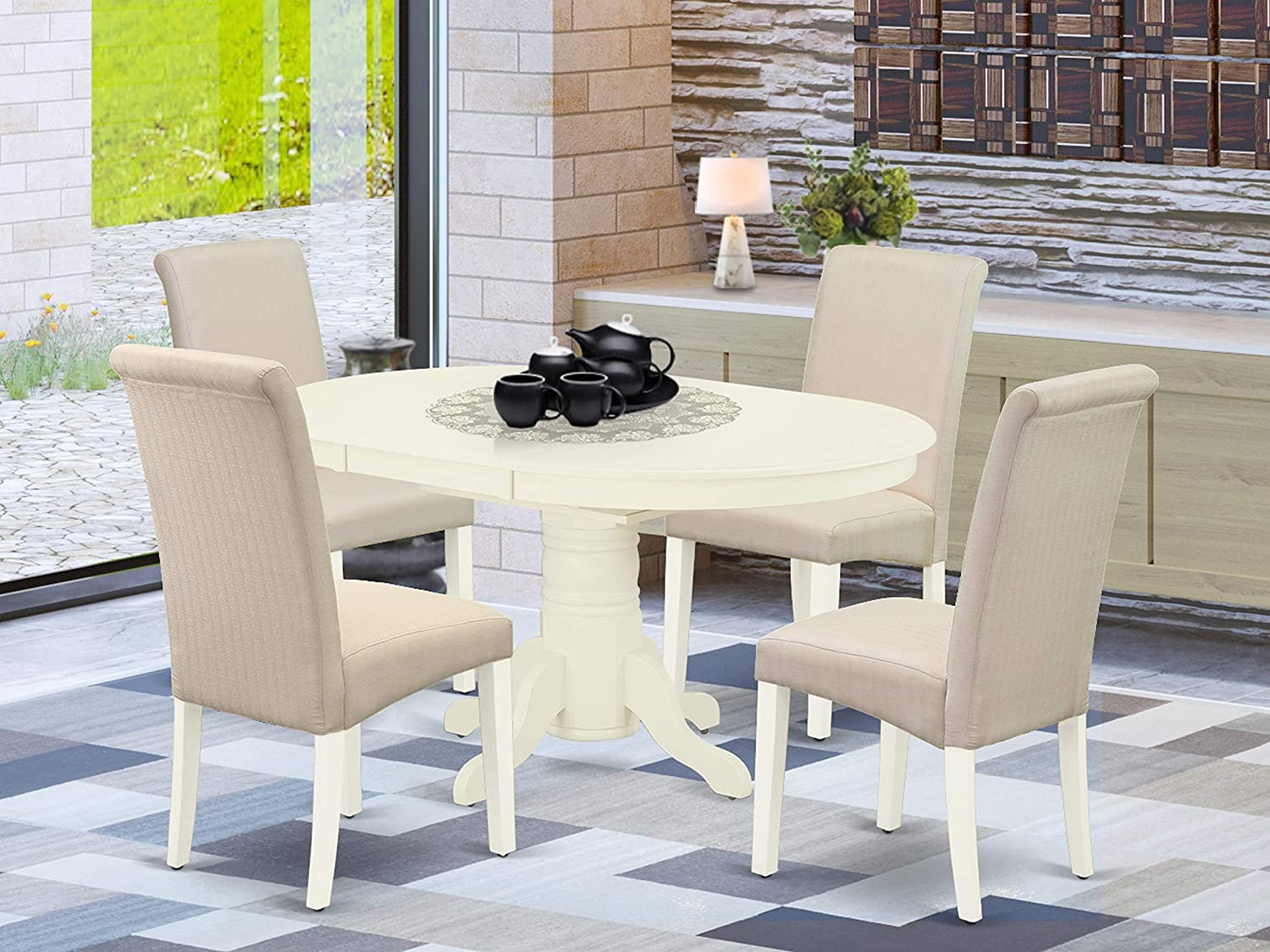 East-West Furniture AVBA7-OAK-02 Dining Set, 7-Pieces