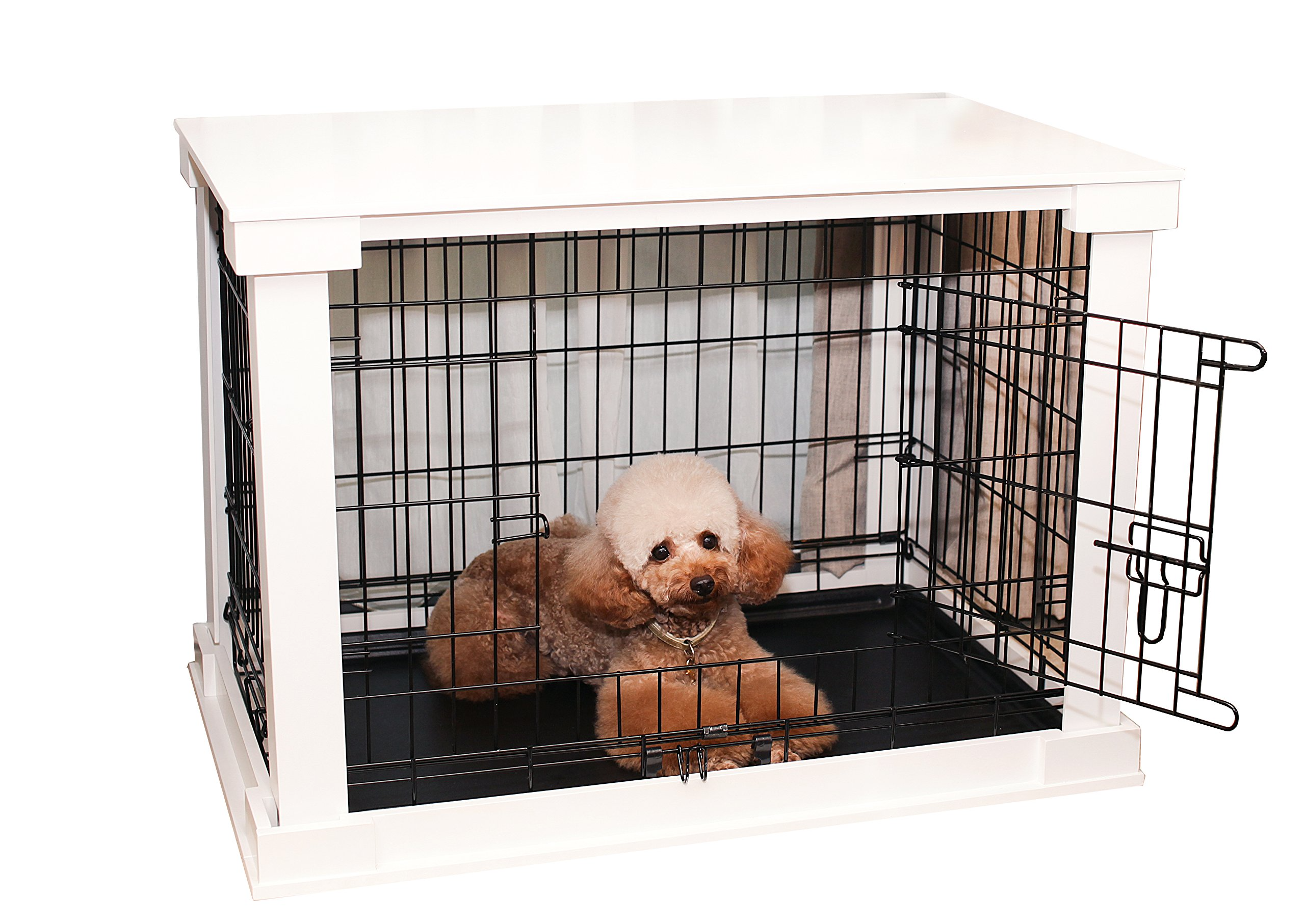 【Pet】White Dog Cage with Crate Cover, Dog Kennel