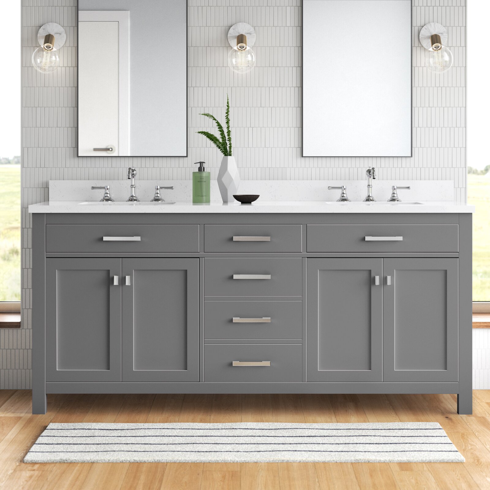 【Home Improvement】Atencio 72" Double Bathroom Vanity Set