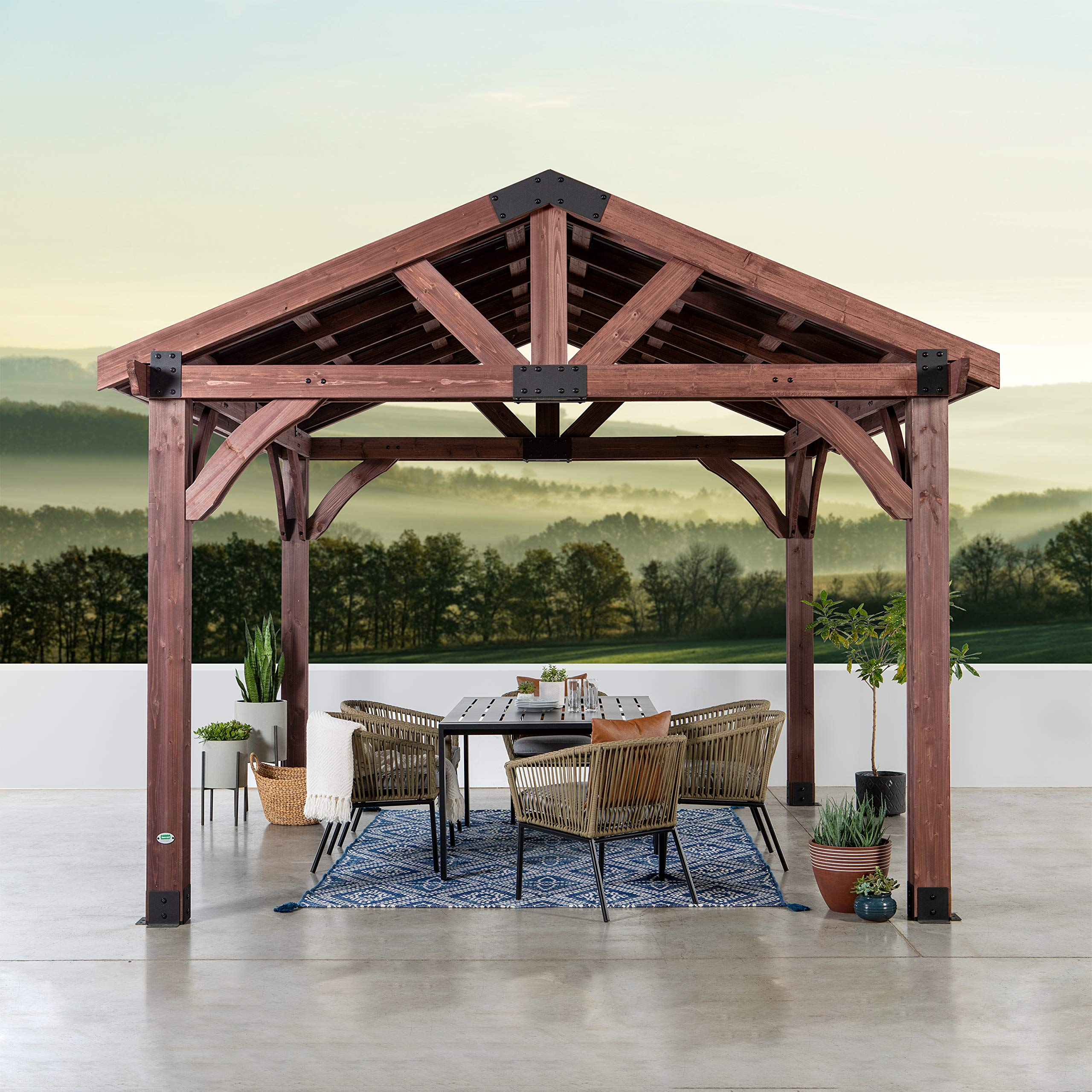 【Gazebo】Arlington 12x12 Gazebo, Walnut
