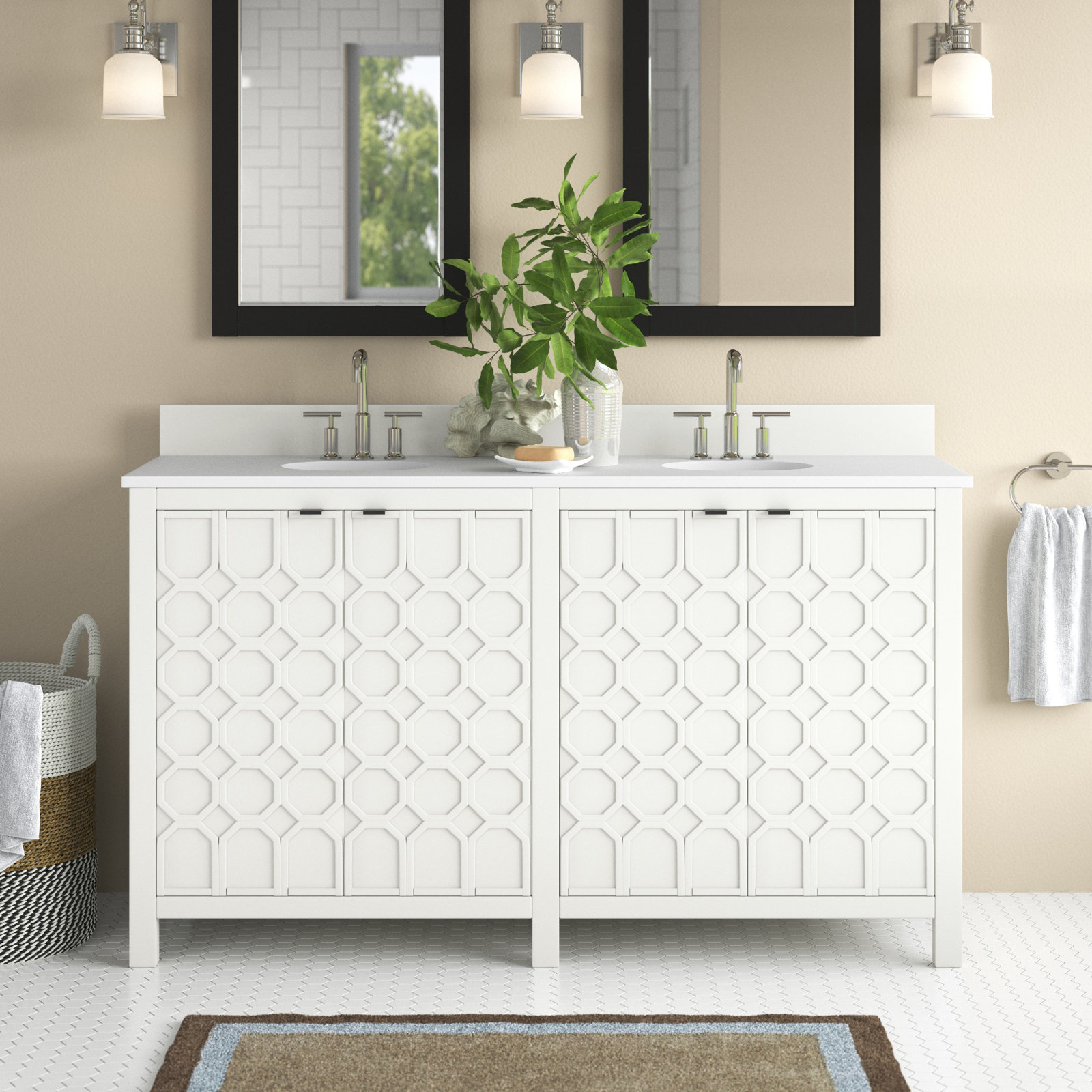 【Home Improvement】Barkley 59.5" Double Bathroom Vanity Set