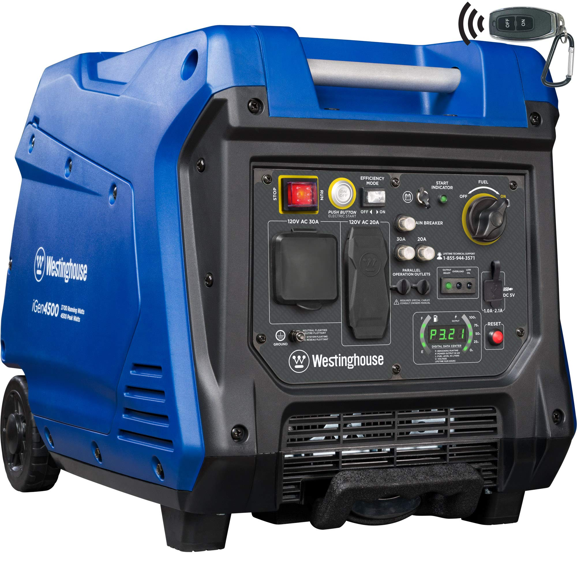 【Appliances】Westinghouse 4500 Watt Super Quiet Portable Inverter Generator, Remote Electric Start with Auto Choke