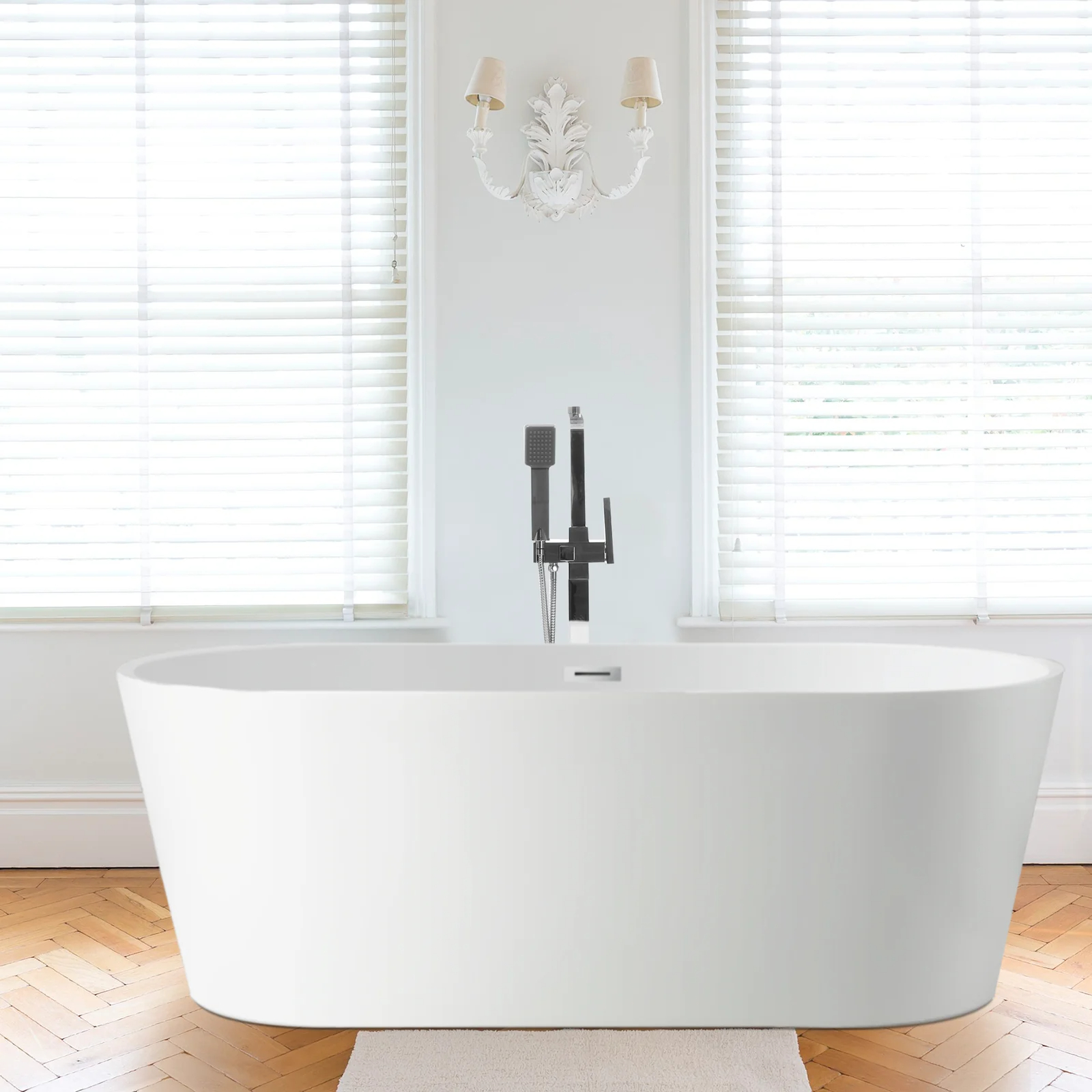 【Home Improvement】59" x 30" Freestanding Soaking Acrylic Bathtub
