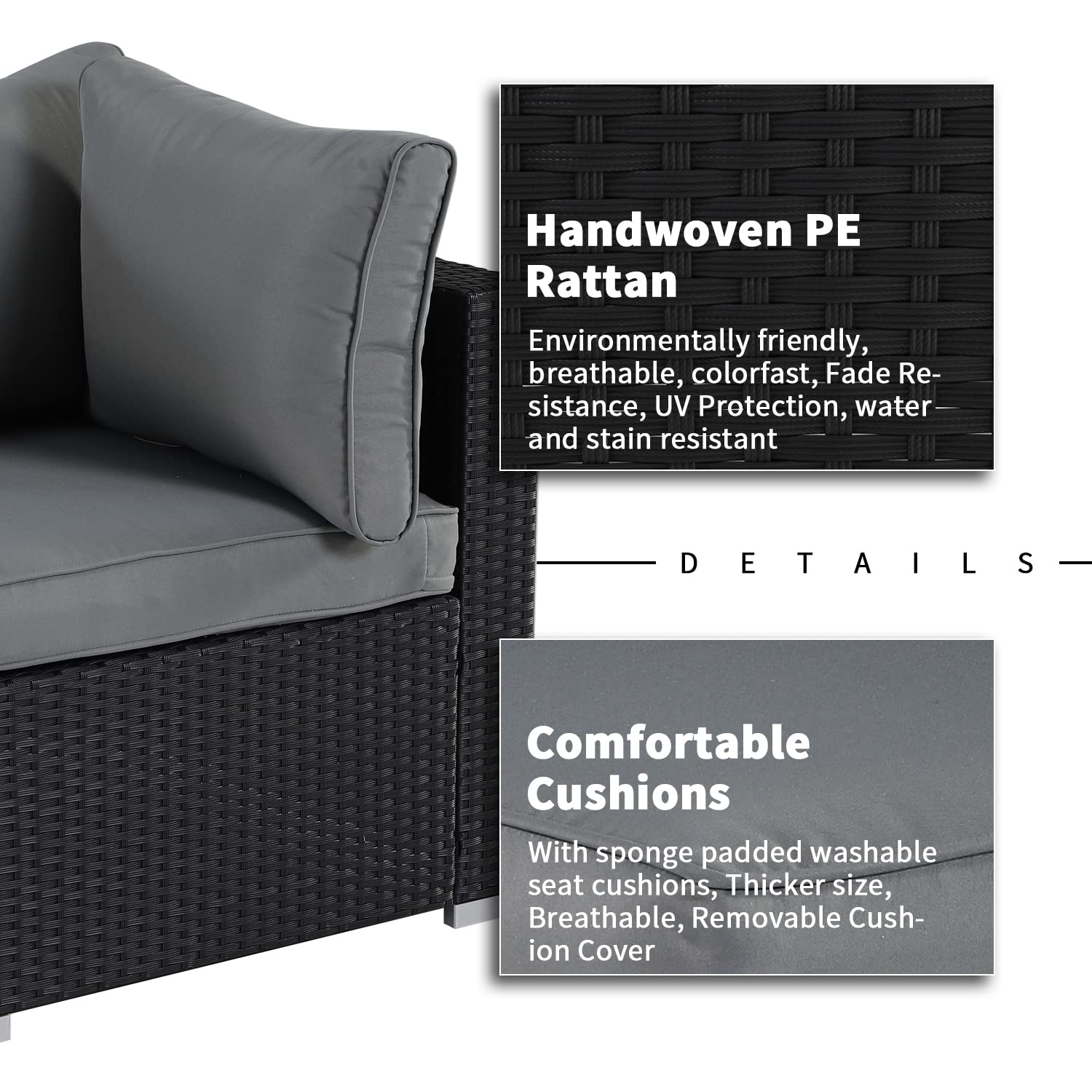 【Furniture】Outdoor Patio Furniture Set, 7 Pcs Patio Conversation Set Sectional Rattan Sofa Set