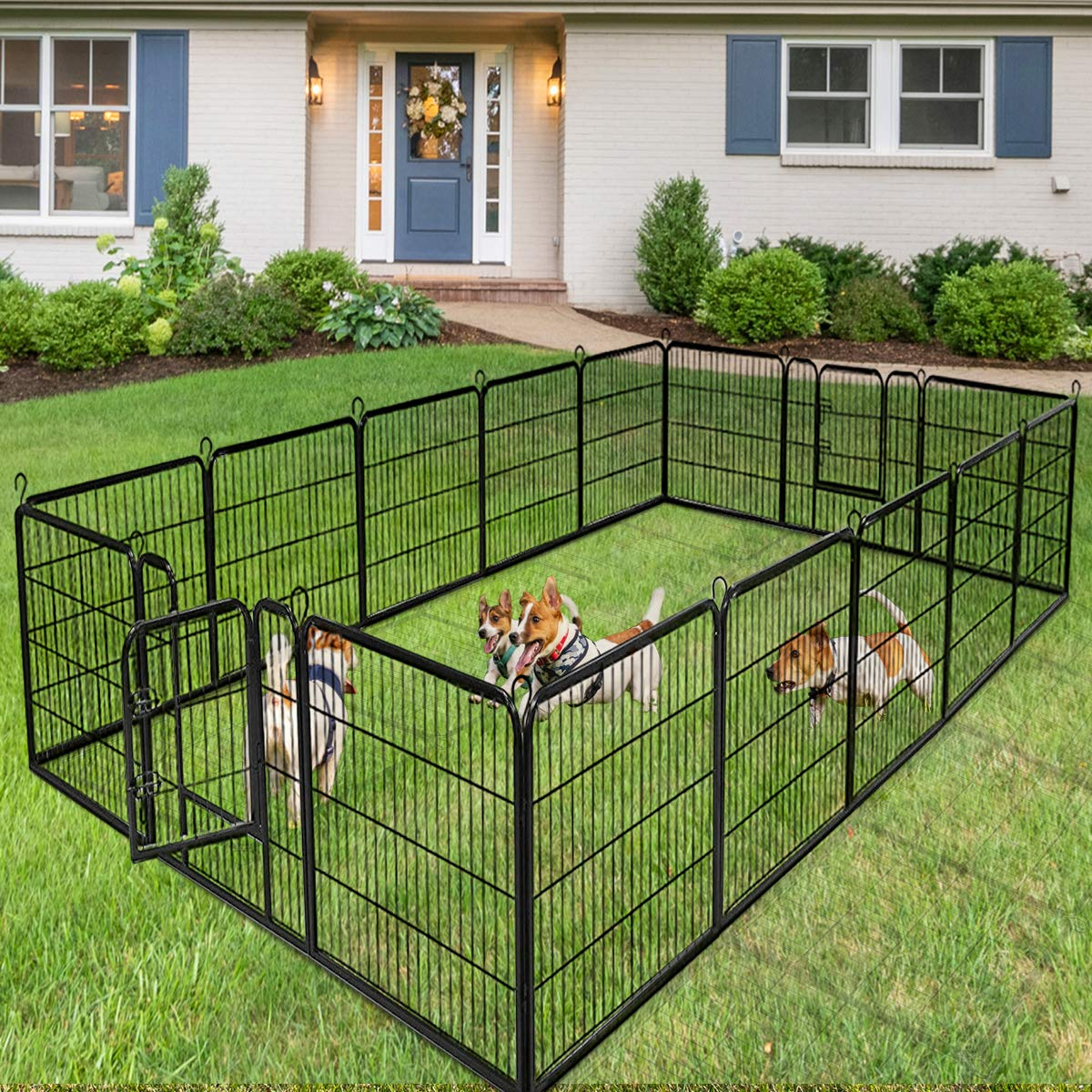 【Pet】40" Dog Fence with Door, 16/8 Panels Dog Playpen for Outside Large Dogs, Portable Pet Playpen