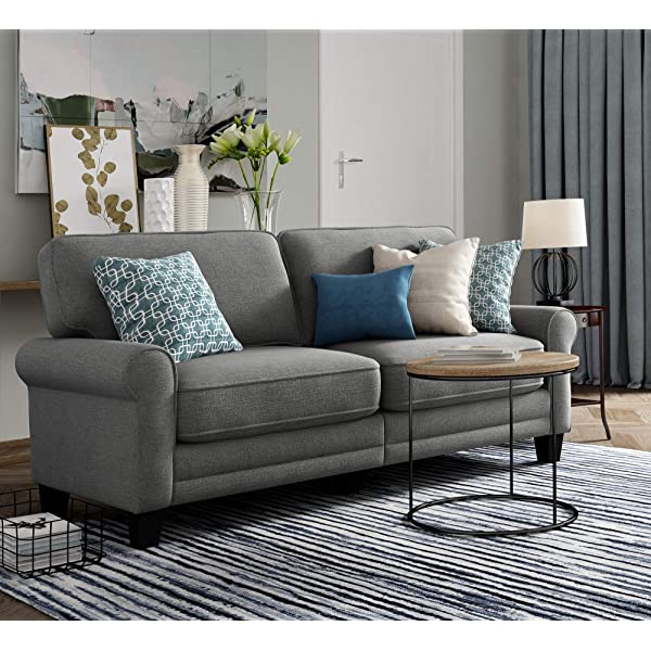 Serta Copenhagen 73" Sofa - Pillowed Back Cushions and Rounded Arms, Durable Modern Upholstered Fabric - Cream Cream 73" Sofa