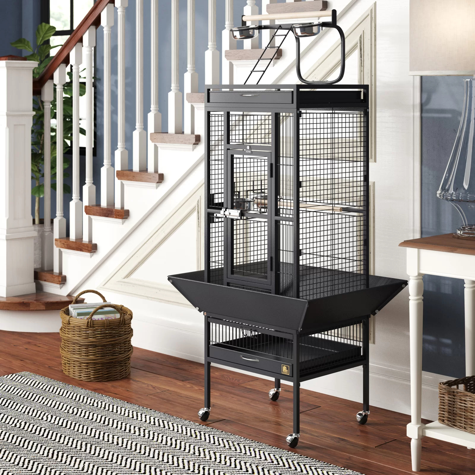 【Pet】Bremer Steel Play Top Floor Bird Cage with Wheels