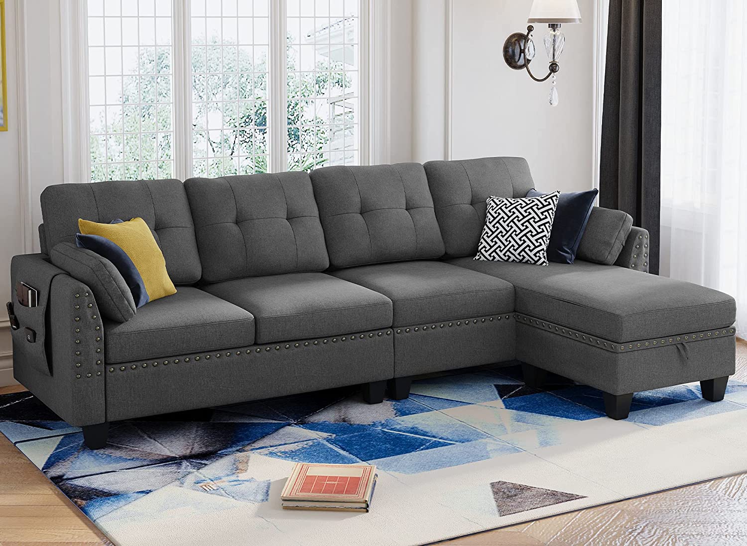 HONBAY Convertible Sectional Sofa L Shaped Couch Reversible Sectional for Small Apartment