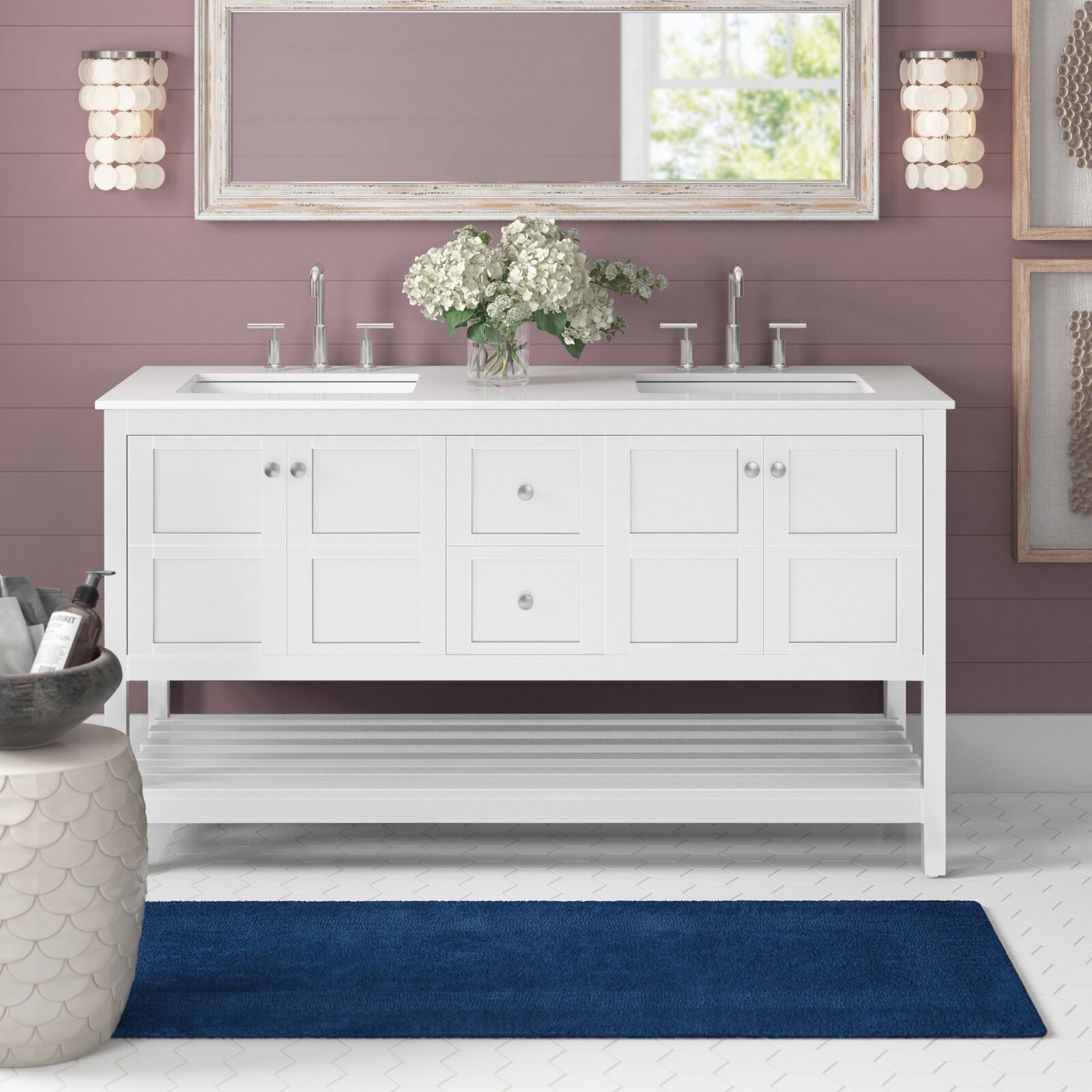 【Home Improvement】Biscayne 60" Double Bathroom Vanity Set