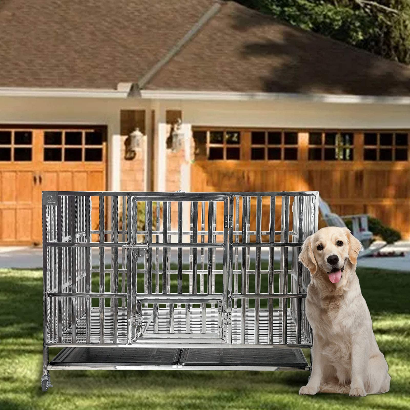 【Pet】48 Heavy Duty Stainless Steel Dog Cage & Playpen for Training Large Dog Indoor Outdoor