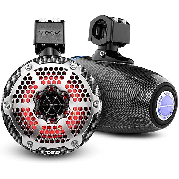 DS18 CF-X6TPNEO 6.5" Neodymium Marine Towers with Built-in Passive Radiator, 1" Driver and RGB LED Lights - High Performance, Marine Grade IP65 Rated, 450W Max 225W RMS 4 Ohms (Pair)