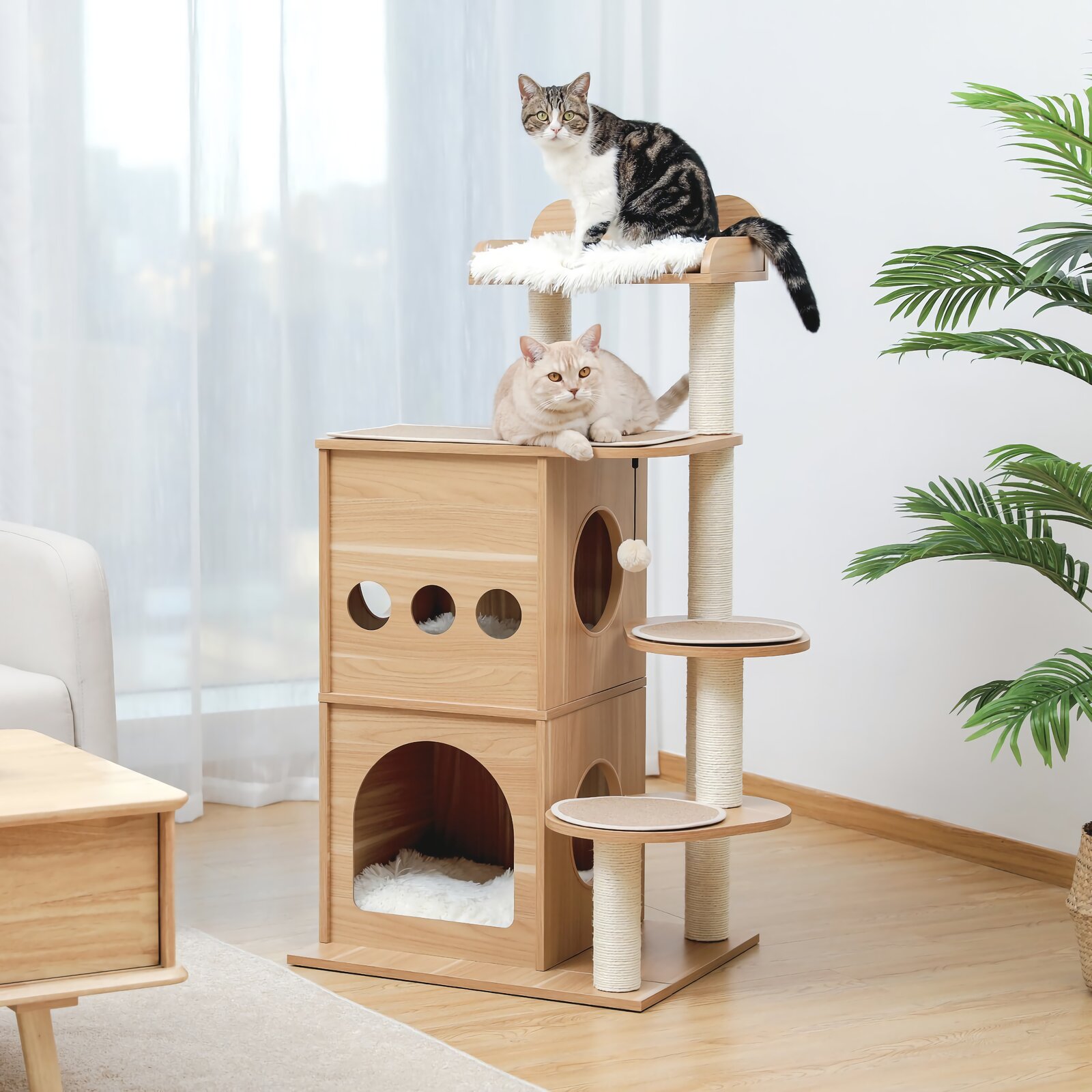 【Pet】47" Wooden Luxury Cat Tree