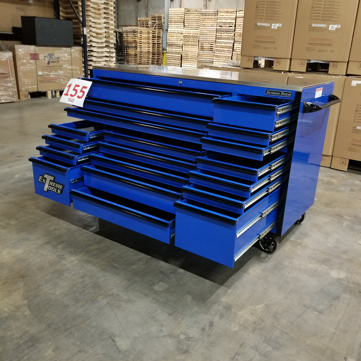 n- used toolboxScratch & Dent Extreme Tools 72 x 30 19 Drawers Triple Bank Roller Cabinet With Stainless Steel Top C Showroom Demon-