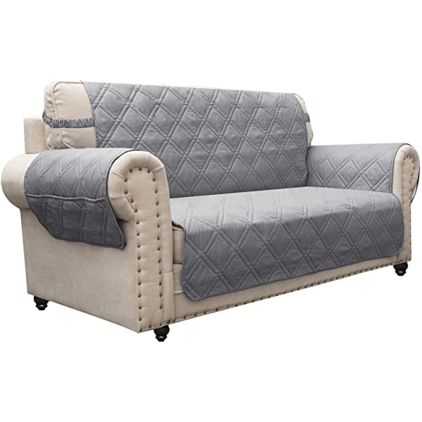 Ameritex Loveseat Cover Water-Resistant Quilted Furniture Protector with Back Nonslip Paws Slipcover for Dogs, Kids, Pets Loveseat Slipcover Stay in Place for Leather (46"-Loveseat, Sand) 46"-Loveseat Sand