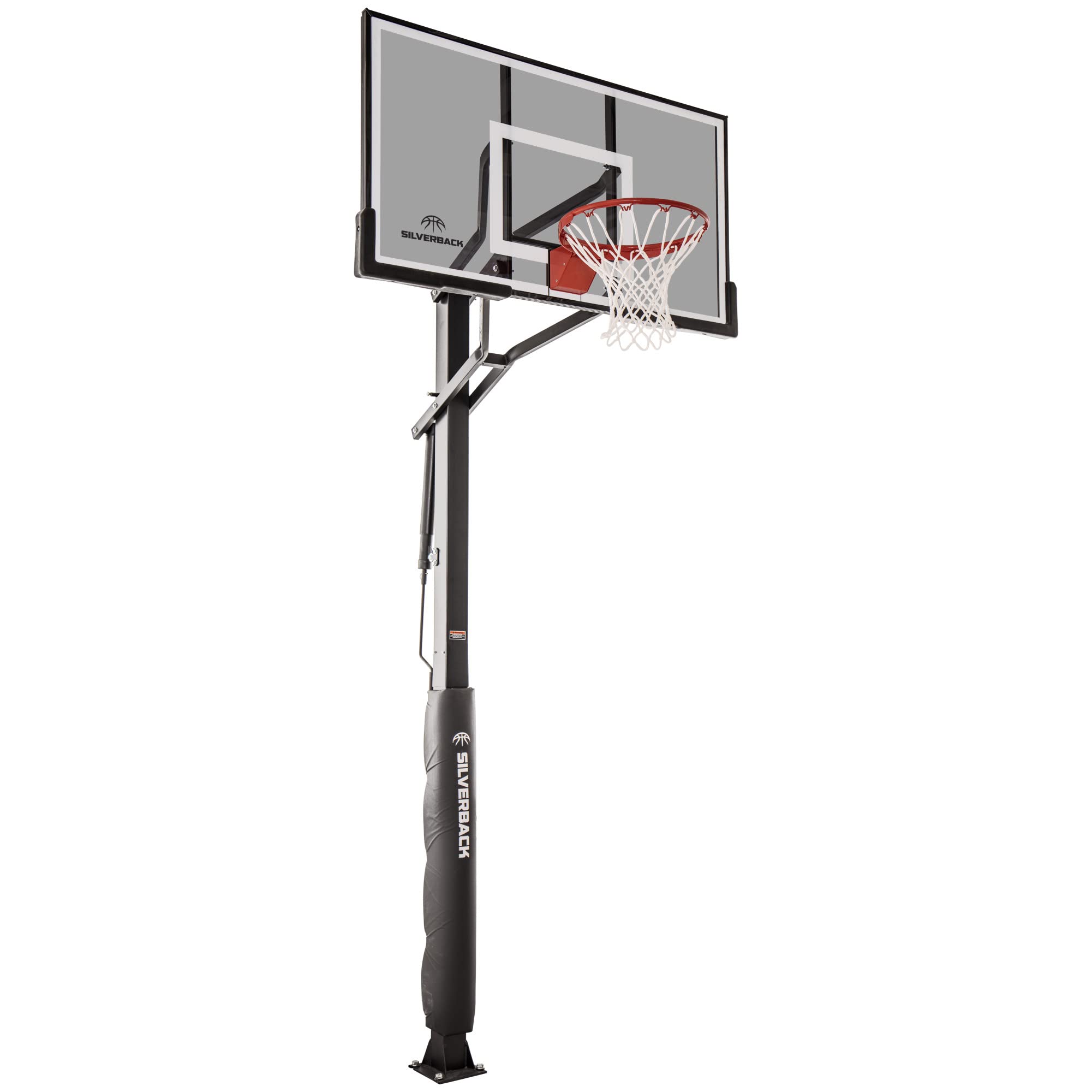 【Sports&Outdoors】Silverback In-Ground Basketball Hoop with Adjustable-Height Tempered Glass Basketball Goal Backboard
