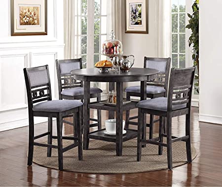 Classic Furniture Gia 5-Piece Round Counter Height Set with 1 Dining Table and 4 Chairs, 42.25", Cherry (2021)
