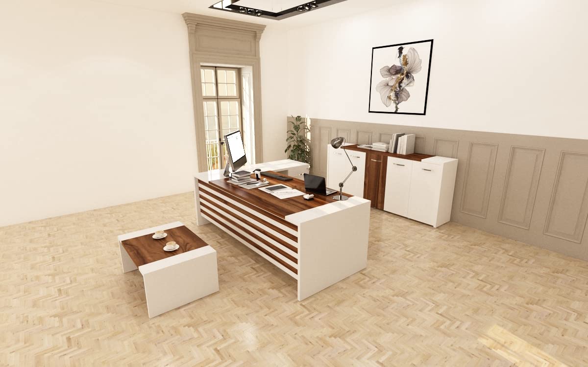 【Furniture】87" Executive Office Furniture Set | Made of Wood | Home Office Modern Business Suite