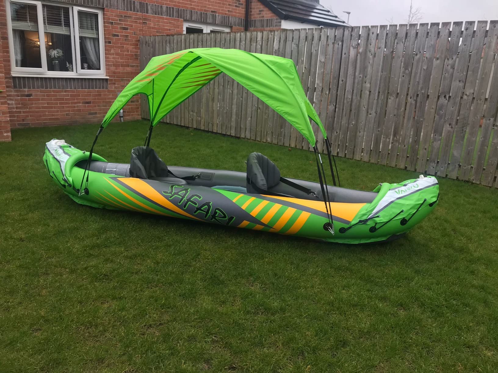 【Sports&Outdoors】Inflatable Kayak 2 Person with Sun Canopy, for Lake, Rivers, Streams