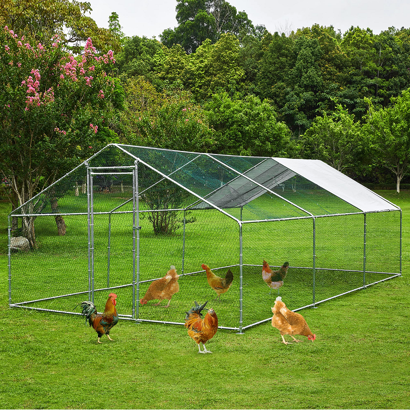 【Pet】Extra Large Metal Chicken Coop Walkin Poultry Cage Rabbits Habitat Cage(19.6