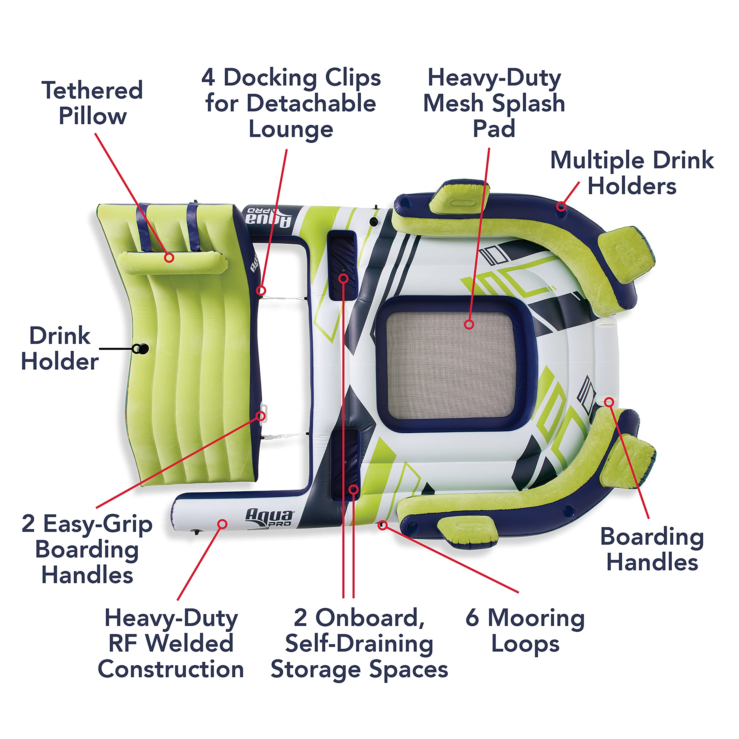 【Sports&Outdoors】Inflatable Lake Float for Adults | Floating Island, Lake Raft with Docking Lounger