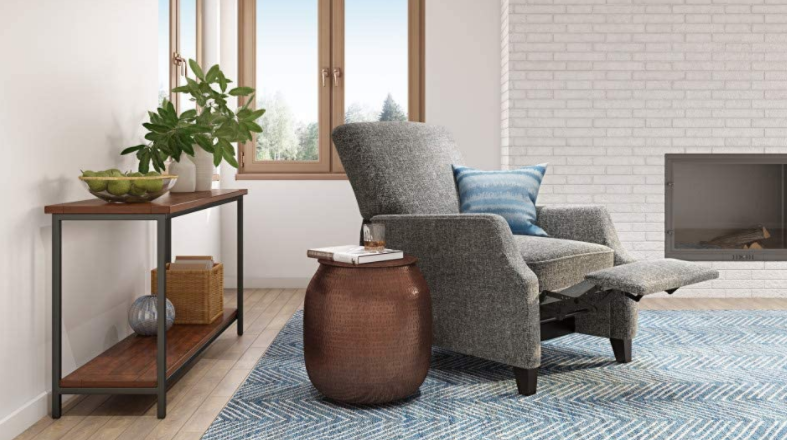 SIMPLIHOME Griffen modern 48.26 cm wide metal storage decorative side table, vintage copper, fully assembled, terminal, bedside table and bedside table, suitable for living room and bedroom