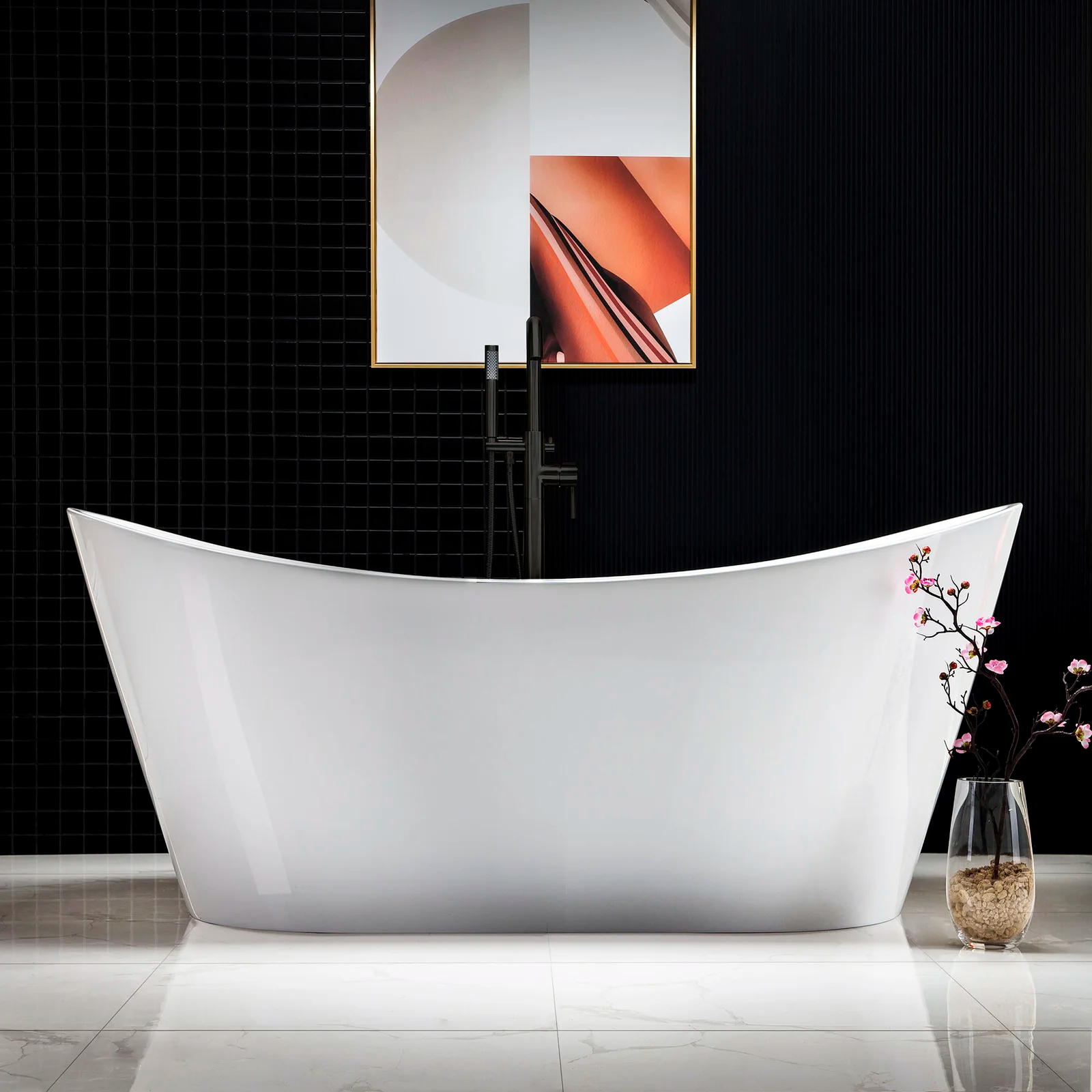 【Home Improvement】67" x 32" Freestanding Soaking Acrylic Bathtub