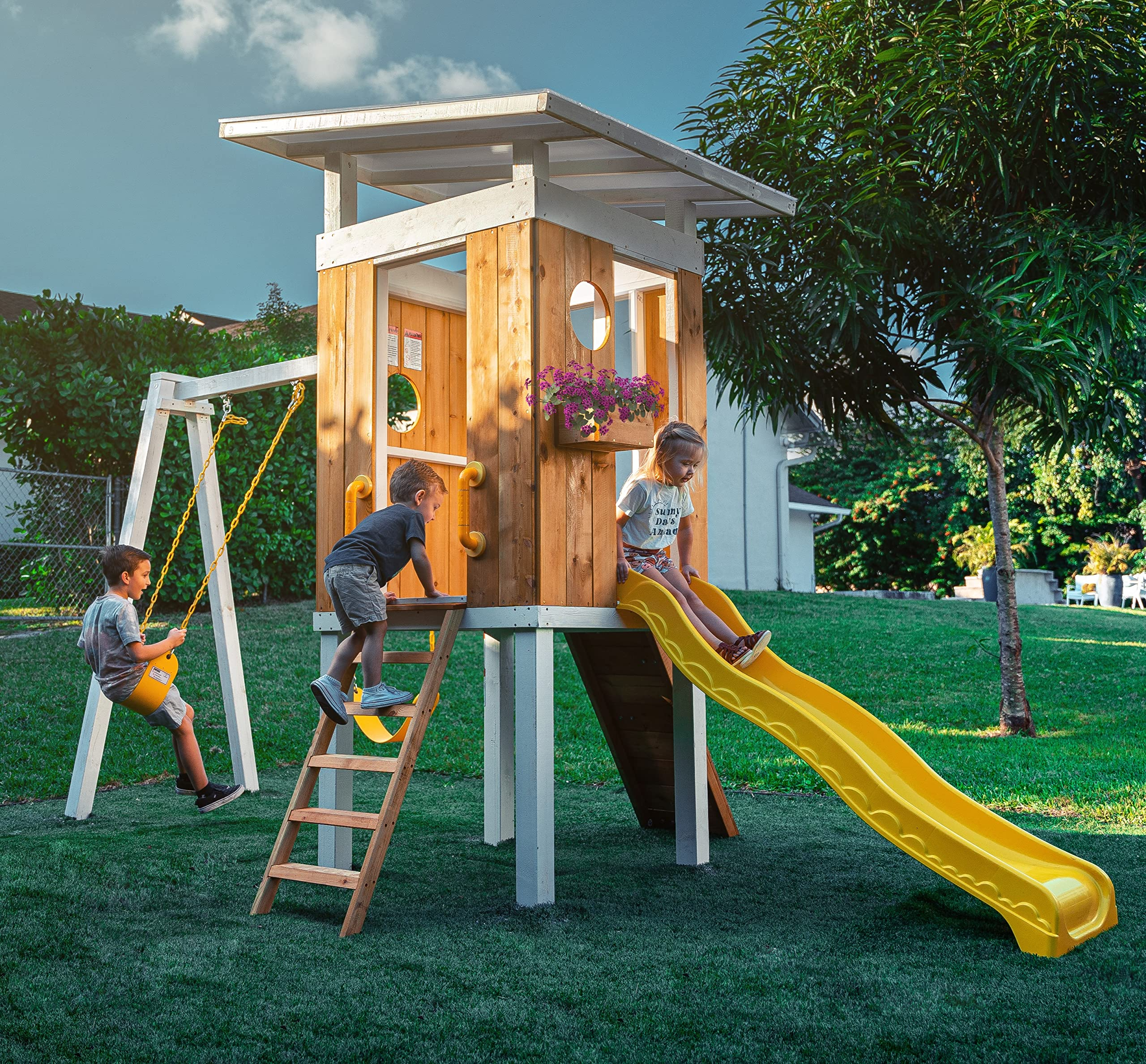 【Sports & Outdoor】Modern Outdoor Backyard Swing Set Children
