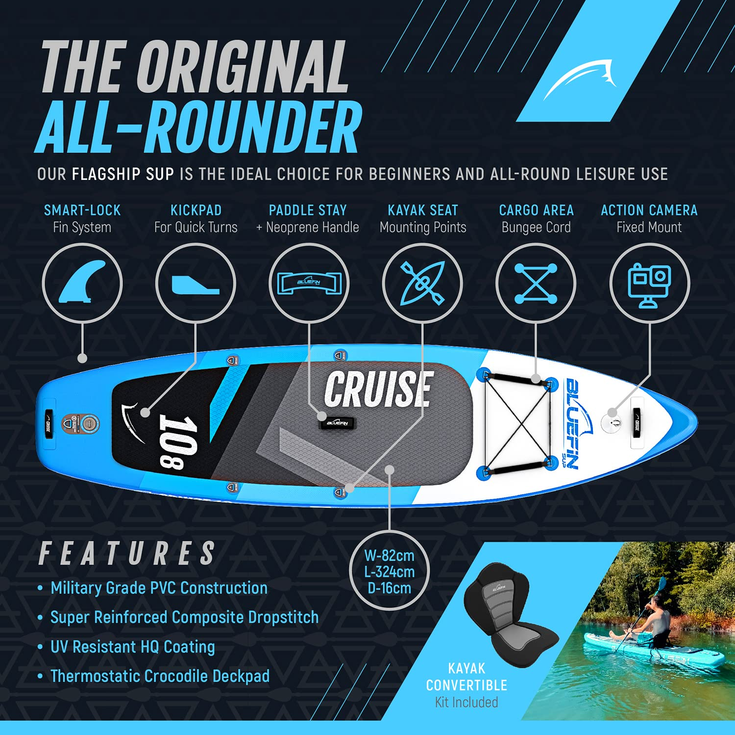 【Sports&Outdoors】Inflatable Stand Up Paddle Board  Kayak Conversion Kit  10'8, 12', 15'