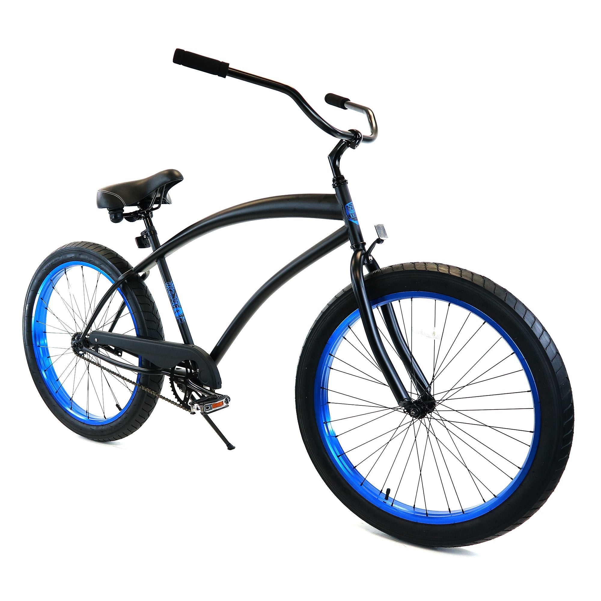 ZF Bikes / Zycle Fix Cobra 26" Beach Cruiser Single-Speed Bike, Black / Blue